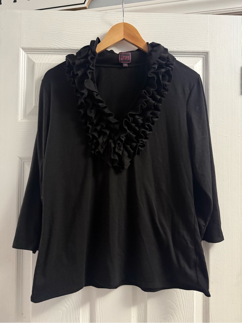 Colour Works Ruffle Neck Blouse